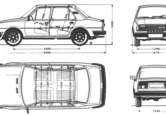 Skoda 55 Sedan - Шкода - чертежи, габариты, рисунки автомобиля