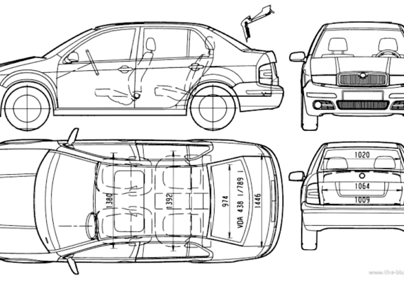 Skoda Fabia Sedan (2005) - Шкода - чертежи, габариты, рисунки автомобиля