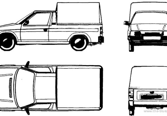 Skoda Favorit Pick-up - Шкода - чертежи, габариты, рисунки автомобиля