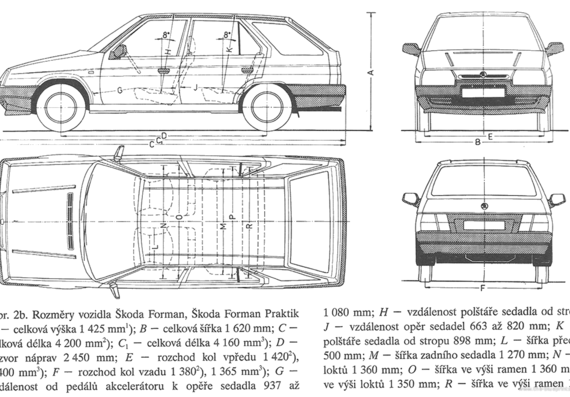 Skoda Forman (1993) - Шкода - чертежи, габариты, рисунки автомобиля