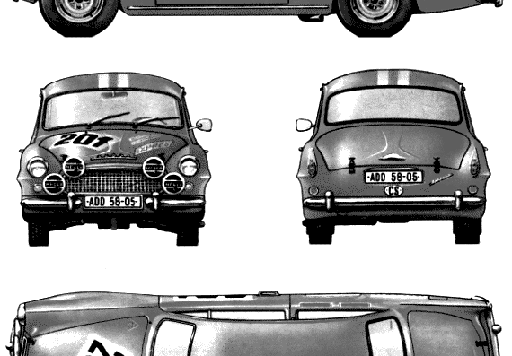 Skoda Octavia 1200 Touring Sport Pro Rally (1963) - Skoda - drawings, dimensions, pictures of the car