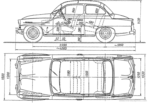 Skoda Octavia (1962) - Skoda - drawings, dimensions, pictures of the car