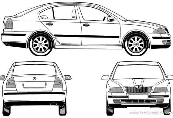 Skoda Octavia SII - Шкода - чертежи, габариты, рисунки автомобиля