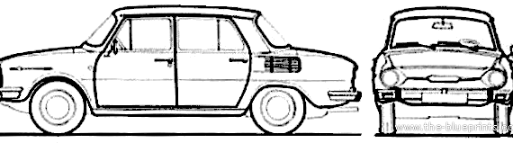 Skoda S100 (1970) - Шкода - чертежи, габариты, рисунки автомобиля