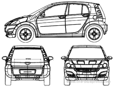 Smart ForFour - Смарт - чертежи, габариты, рисунки автомобиля