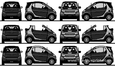 Smart ForTwo - Смарт - чертежи, габариты, рисунки автомобиля