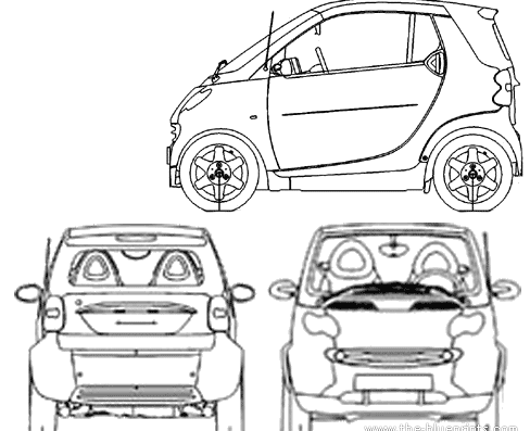 Smart ForTwo Cabrio (2005) - Смарт - чертежи, габариты, рисунки автомобиля