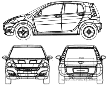 Smart Forfour (2005) - Смарт - чертежи, габариты, рисунки автомобиля