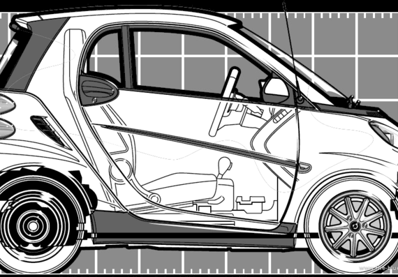 Smart Fortwo (2008) - Смарт - чертежи, габариты, рисунки автомобиля