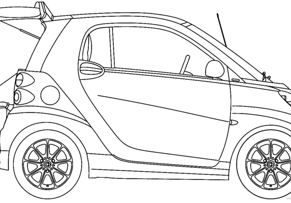 Smart Fortwo (2014) - Смарт - чертежи, габариты, рисунки автомобиля