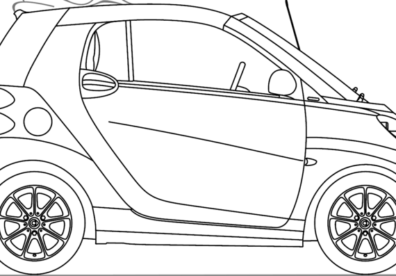 Smart Fortwo Cabrio (2014) - Смарт - чертежи, габариты, рисунки автомобиля