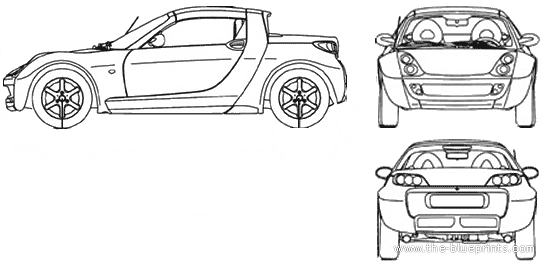 Smart Roadster (2005) - Смарт - чертежи, габариты, рисунки автомобиля