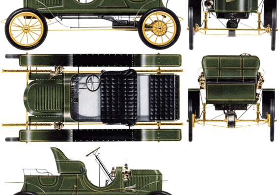 Stanley EX Runabout (1907) - Разные автомобили - чертежи, габариты, рисунки автомобиля