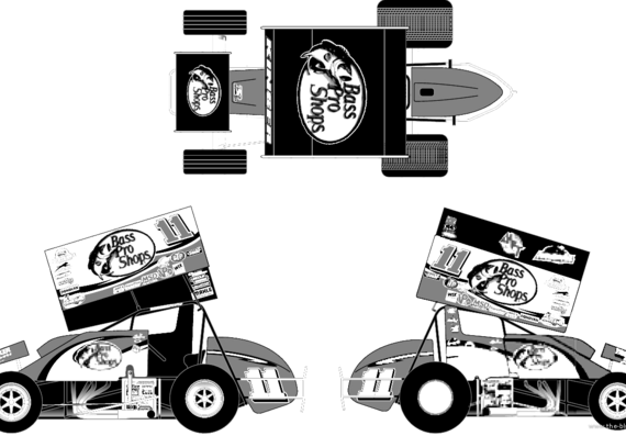 Steve Kinser Bass Pro Shops Sprint Car - Разные автомобили - чертежи, габариты, рисунки автомобиля