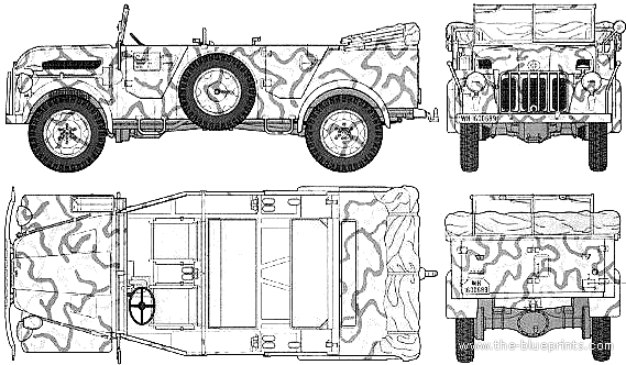 Steyr Type 1500A-01 (1944) - Штайер - чертежи, габариты, рисунки автомобиля