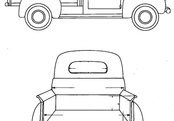Studebaker Coupe Express Pick-up (1946) - Студебеккер - чертежи, габариты, рисунки автомобиля