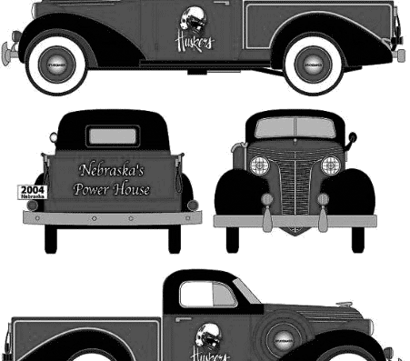 Studebaker Pick-Up (1937) - Студебеккер - чертежи, габариты, рисунки автомобиля