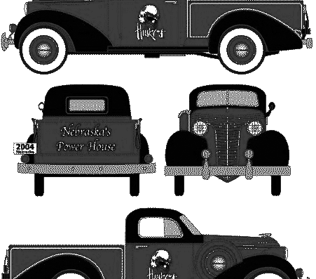 Studebaker Pickup (1937) - Студебеккер - чертежи, габариты, рисунки автомобиля