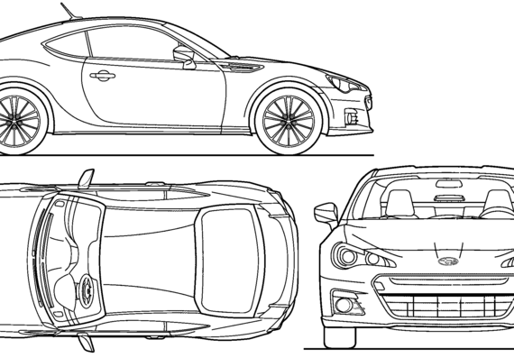 Subaru BRZ (2013) - Субару - чертежи, габариты, рисунки автомобиля