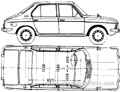 Subaru FF-1 1000 4-Door (1968) - Субару - чертежи, габариты, рисунки автомобиля