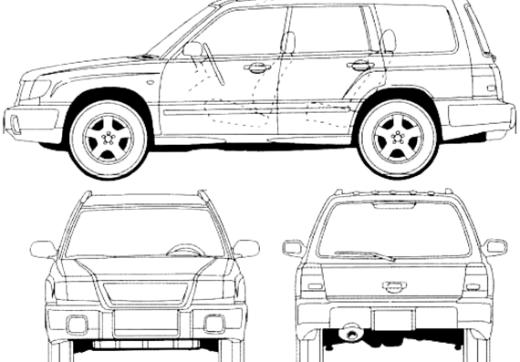 Subaru Forester (1997) - Субару - чертежи, габариты, рисунки автомобиля
