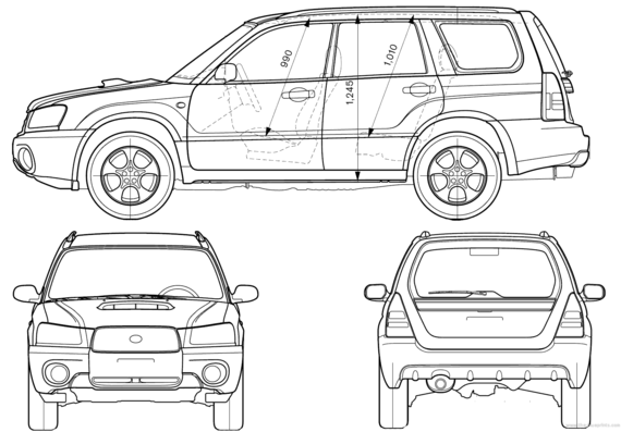Subaru Forester (2003) - Субару - чертежи, габариты, рисунки автомобиля