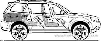 Subaru Forester 2.0 X (2008) - Субару - чертежи, габариты, рисунки автомобиля
