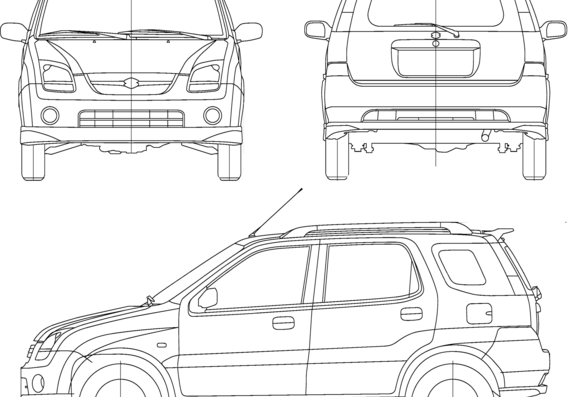 Subaru G3X Justy (2005) - Субару - чертежи, габариты, рисунки автомобиля
