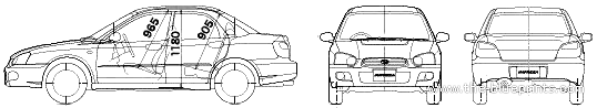 Subaru Impreza (2005) - Субару - чертежи, габариты, рисунки автомобиля
