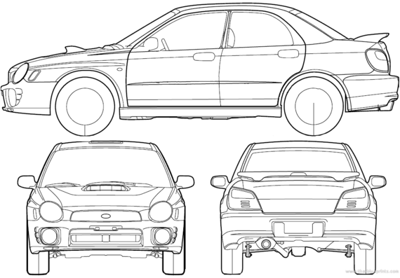 Subaru Impreza 4-Door (2000) - Субару - чертежи, габариты, рисунки автомобиля