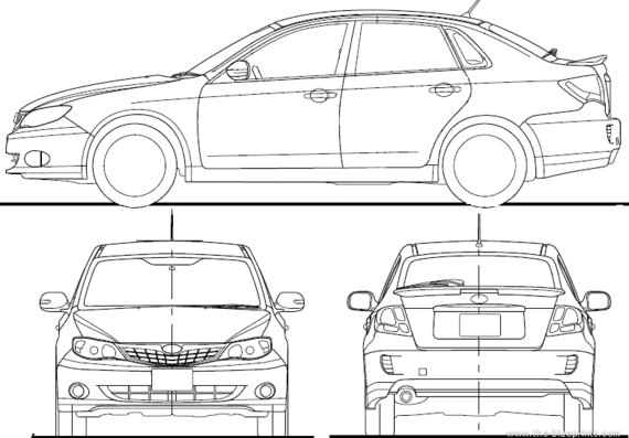 Subaru Impreza B3 Anesis (2009) - Субару - чертежи, габариты, рисунки автомобиля