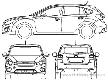 Subaru Impreza G4 5-Door (2012) - Субару - чертежи, габариты, рисунки автомобиля
