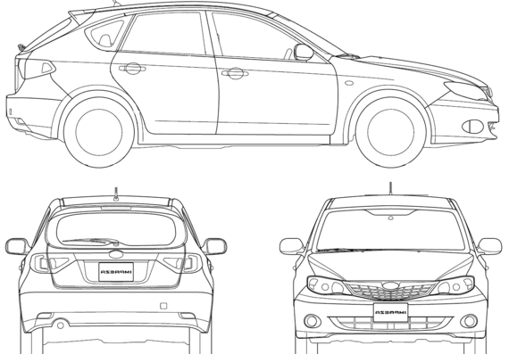 Subaru Impreza S5 5-Door (2008) - Субару - чертежи, габариты, рисунки автомобиля