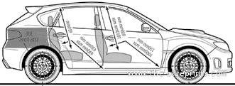 Subaru Impreza STI (2008) - Субару - чертежи, габариты, рисунки автомобиля