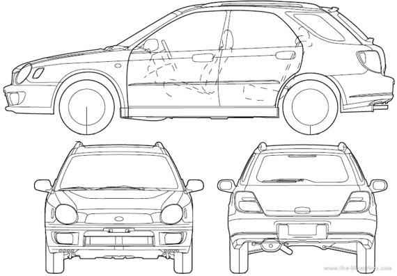 Subaru Impreza Sportwagon (2000) - Субару - чертежи, габариты, рисунки автомобиля