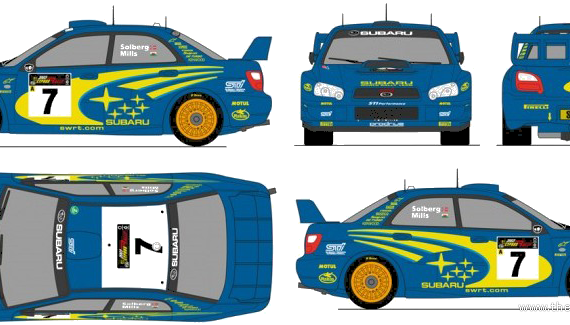 Subaru Impreza WRC (2003) - Субару - чертежи, габариты, рисунки автомобиля