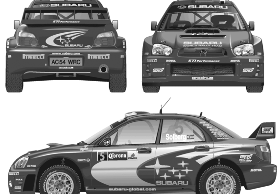 Subaru Impreza WRC (2005) - Субару - чертежи, габариты, рисунки автомобиля