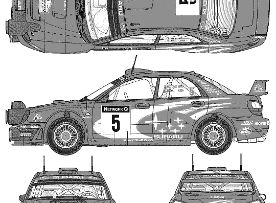 Subaru Impreza WRC England (2001) - Субару - чертежи, габариты, рисунки автомобиля