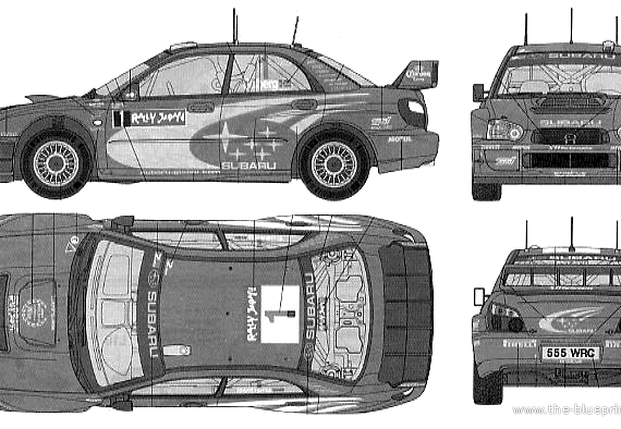 Subaru Impreza WRC Rally Japan (2004) - Субару - чертежи, габариты, рисунки автомобиля