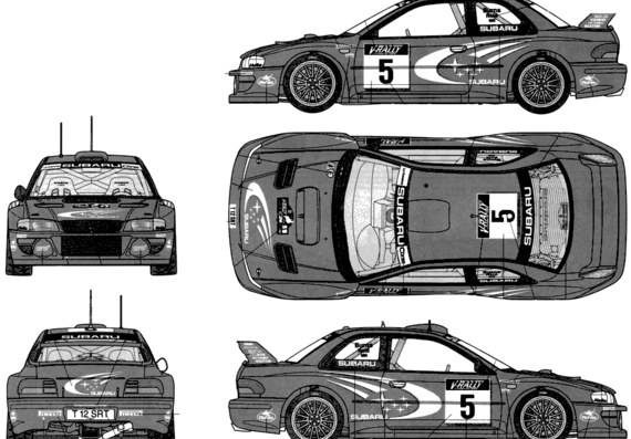 Subaru Impreza WRC Tour de Corse (1999) - Субару - чертежи, габариты, рисунки автомобиля