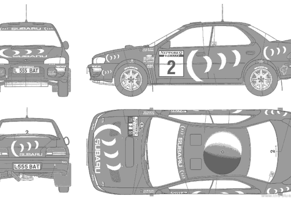 Subaru Impreza WRX (1993) - Субару - чертежи, габариты, рисунки автомобиля