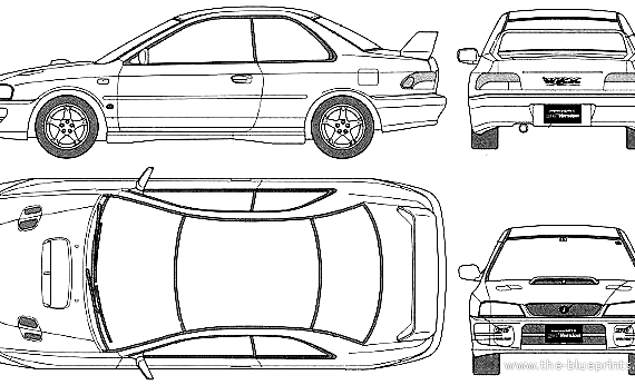 Subaru Impreza WRX 2-Door (1998) - Субару - чертежи, габариты, рисунки автомобиля