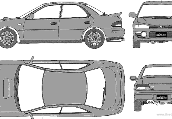 Subaru Impreza WRX 4-Door (1996) - Субару - чертежи, габариты, рисунки автомобиля
