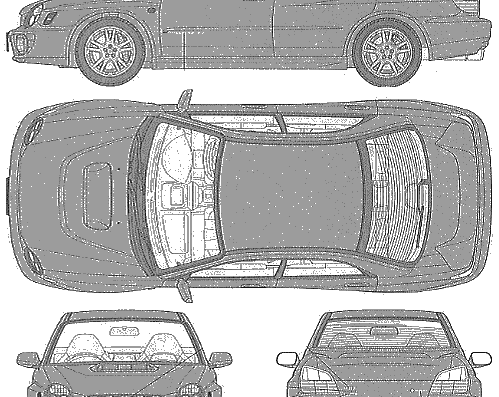 Subaru Impreza WRX STi (2002) - Субару - чертежи, габариты, рисунки автомобиля