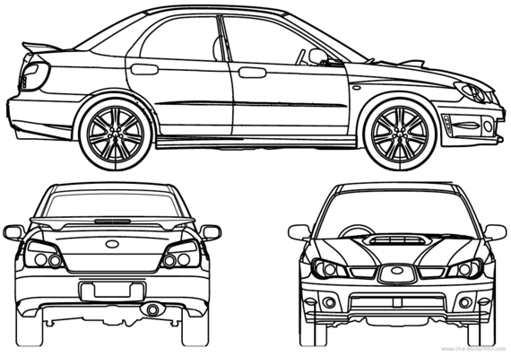 Subaru Impreza WRX STi (2007) - Субару - чертежи, габариты, рисунки автомобиля