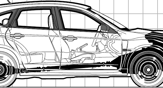 Subaru Impreza WRX STi (2008) - Субару - чертежи, габариты, рисунки автомобиля