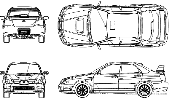 Subaru Impreza WRX Sti Spec C - Субару - чертежи, габариты, рисунки автомобиля