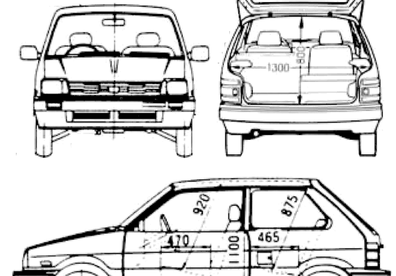Subaru Justy 3-Door AWD (1987) - Subaru - drawings, dimensions, pictures of the car