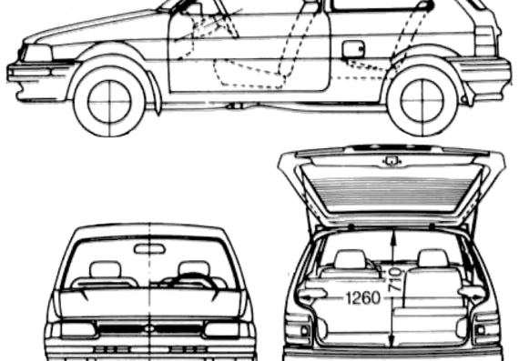 Subaru Justy 3-Door AWD (1992) - Subaru - drawings, dimensions, pictures of the car