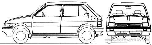 Subaru Justy 5-Door (1987) - Субару - чертежи, габариты, рисунки автомобиля